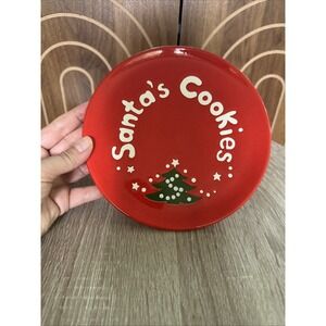Waechtersbach Germany Santa's Cookies Christmas Plate Red Ceramic Holiday Tree